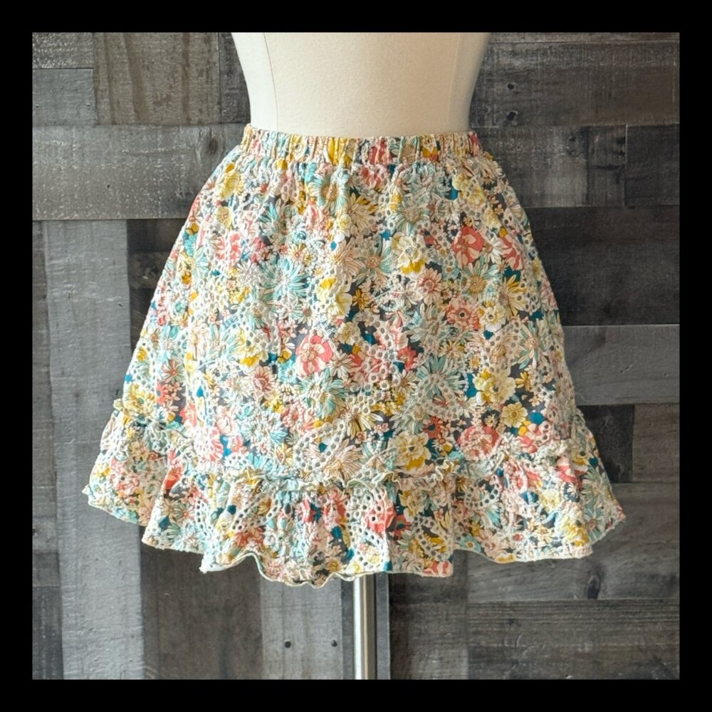 Pastel floral skirt paisley embroidery large cottagecore garden party summer